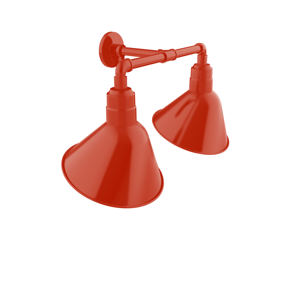 Angle 12" 2-Light Straight Arm Wall Light in Vermillion