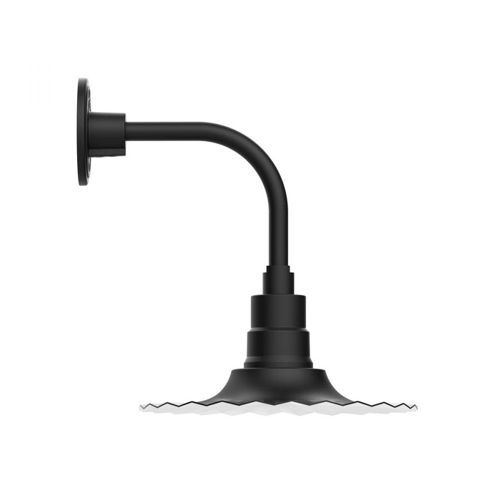 12" Radial shade, Curved Arm wall mount, Black