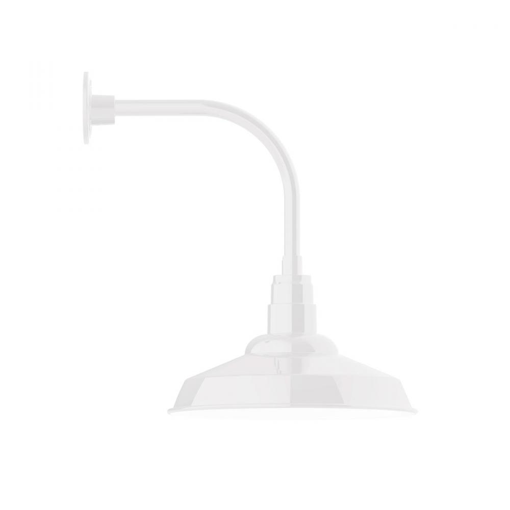 16" Warehouse shade, Curved Arm wall mount, White