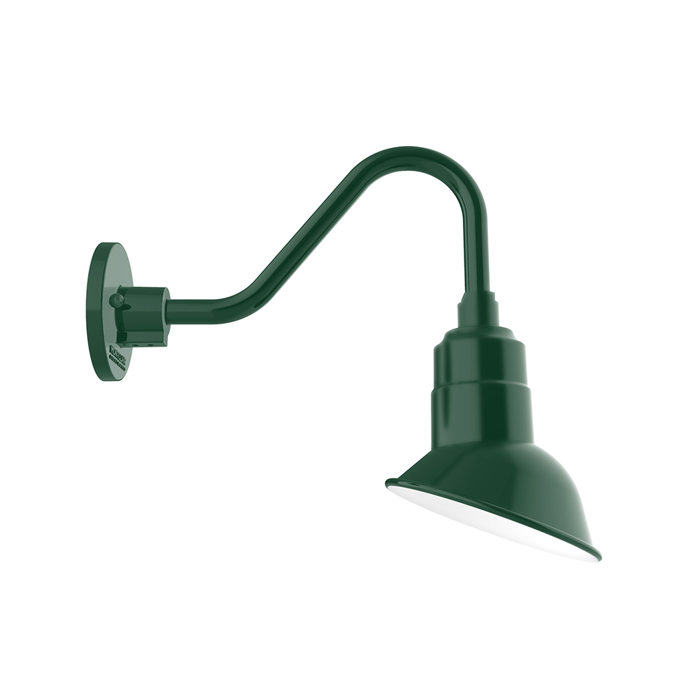 7" Angle shade gooseneck wall mount, Forest Green