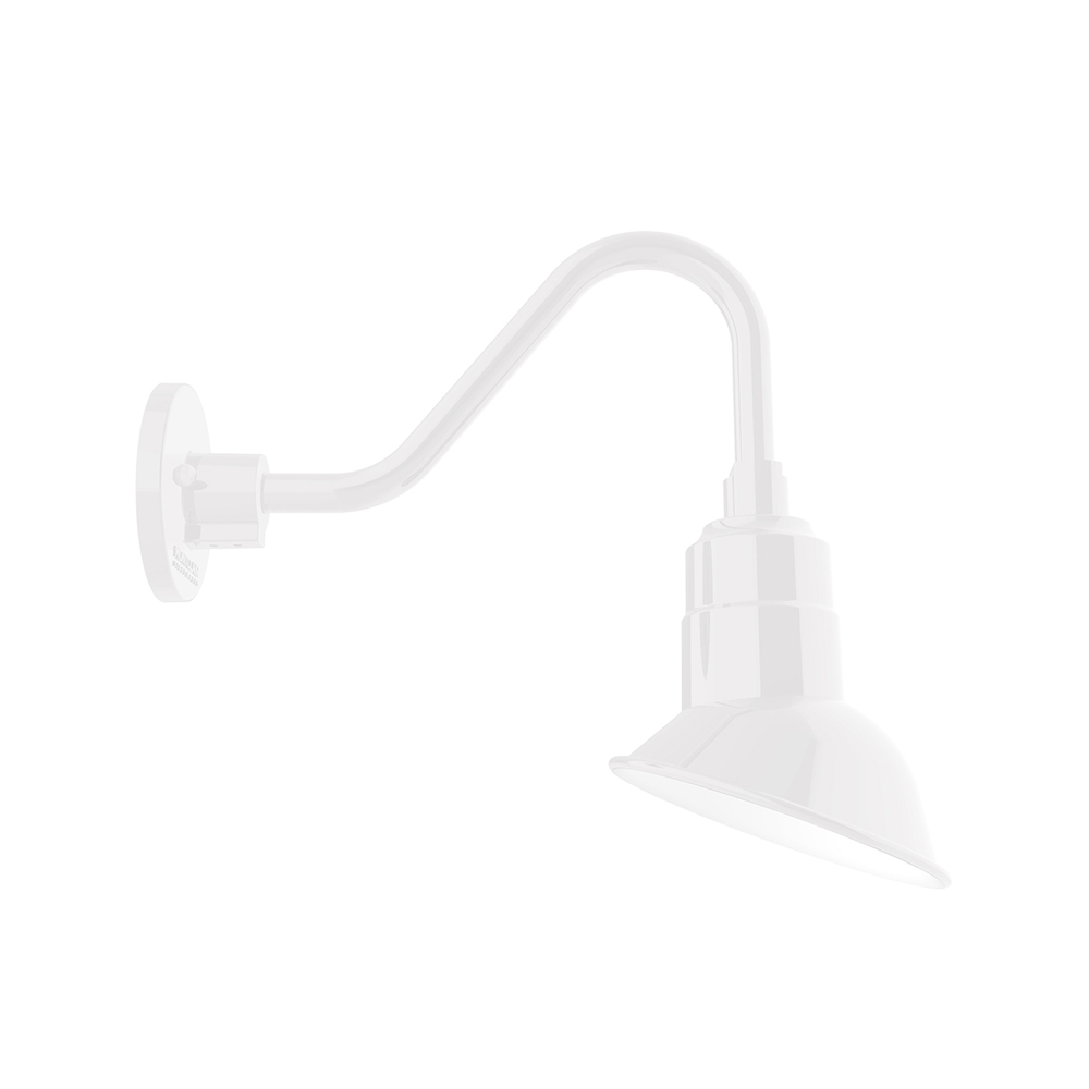 7" Angle shade gooseneck wall mount, White