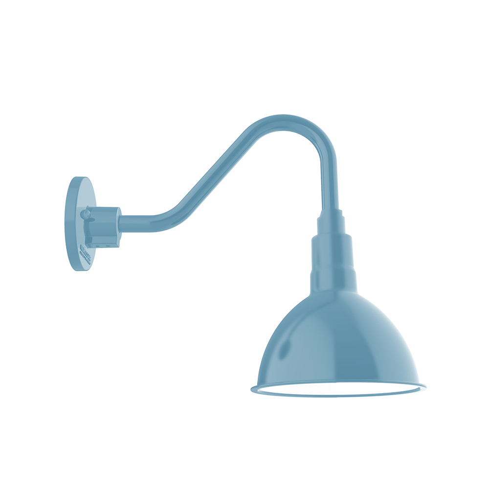 10" Deep Bowl shade, LED Gooseneck Wall mount, Light Blue