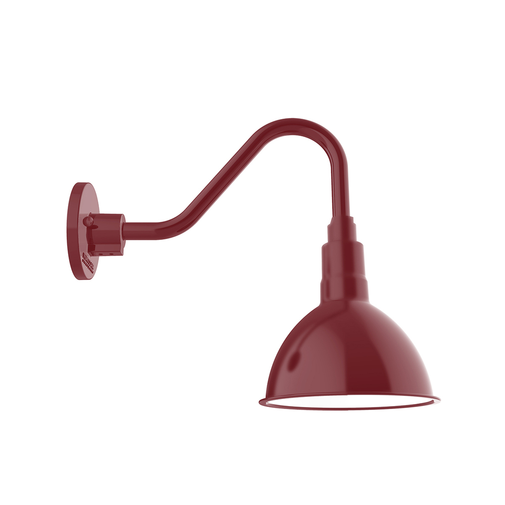 10" Deep Bowl shade, gooseneck wall mount, Barn Red