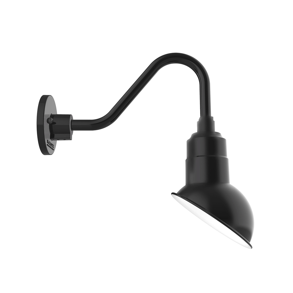 7" Emblem shade gooseneck wall mount, Black