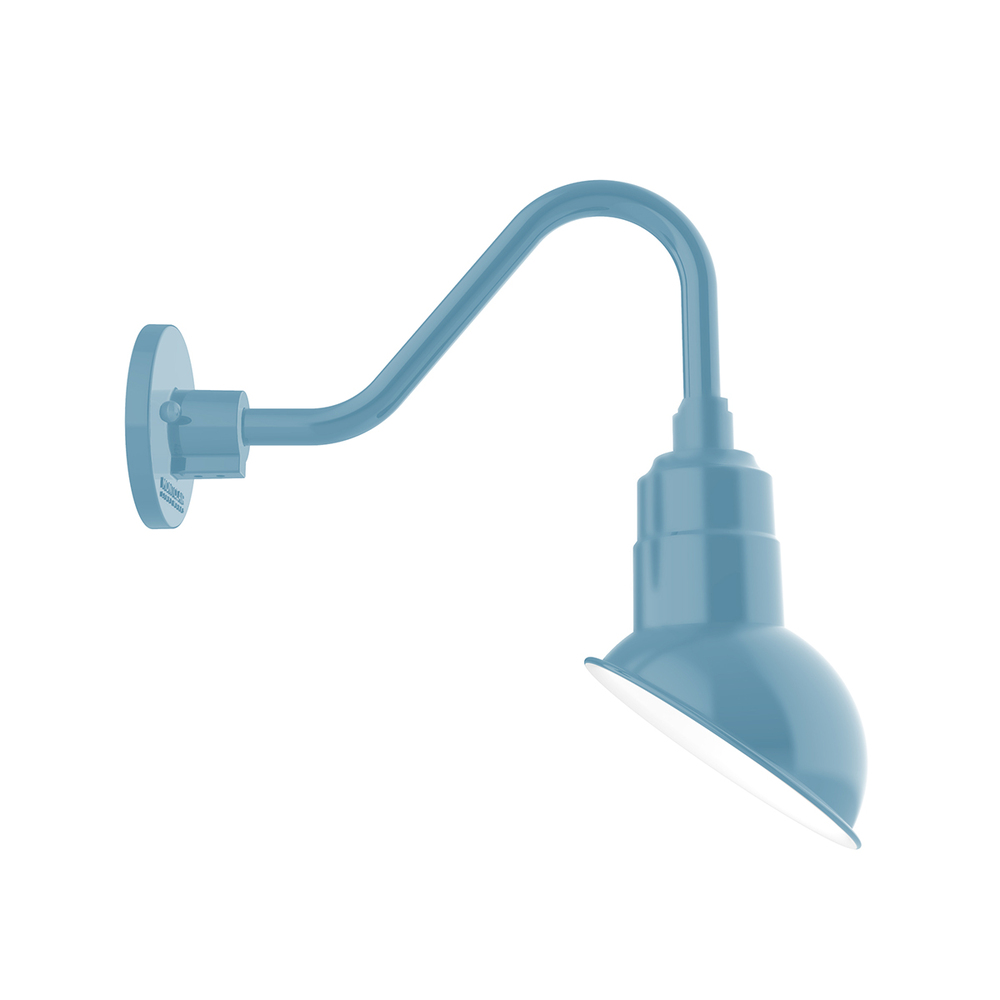 7" Emblem shade LED Gooseneck Wall mount, Light Blue