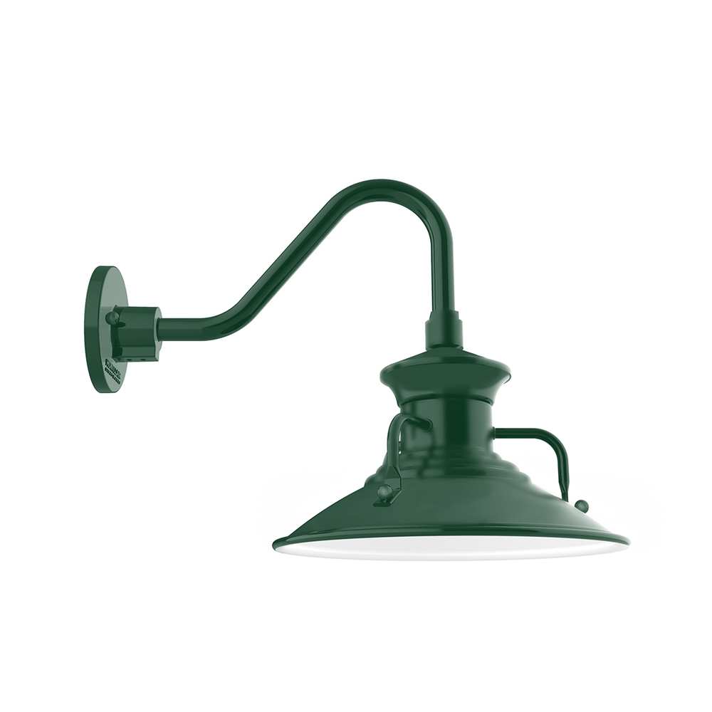12" Homestead shade, Gooseneck wall mount, Forest Green