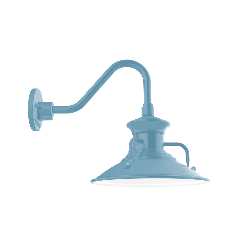 12" Homestead shade, Gooseneck wall mount, Light Blue