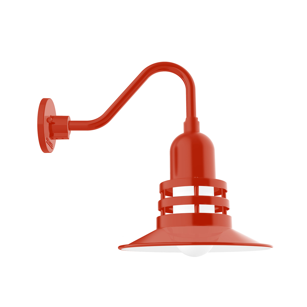 12" Atomic shade, Gooseneck wall mount, Vermillion