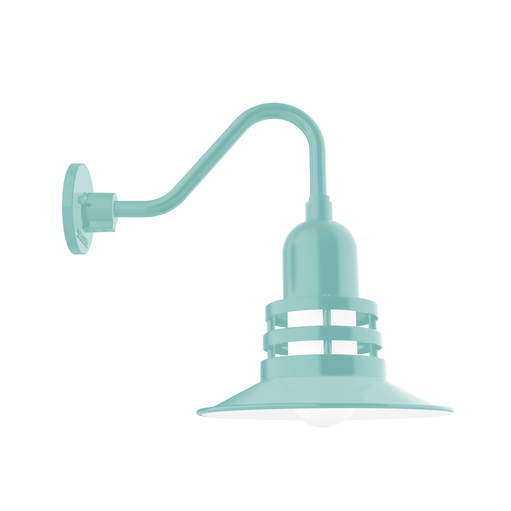 12" Atomic shade, Gooseneck wall mount, Sea Green