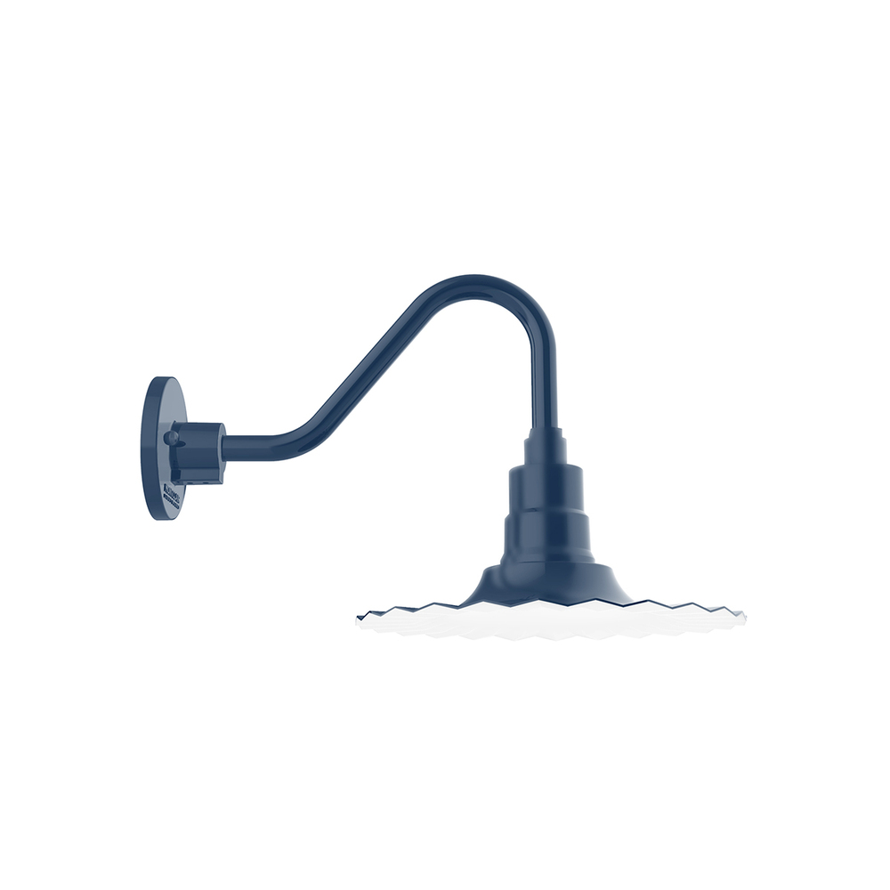 12" Radial shade, Gooseneck wall mount, Navy