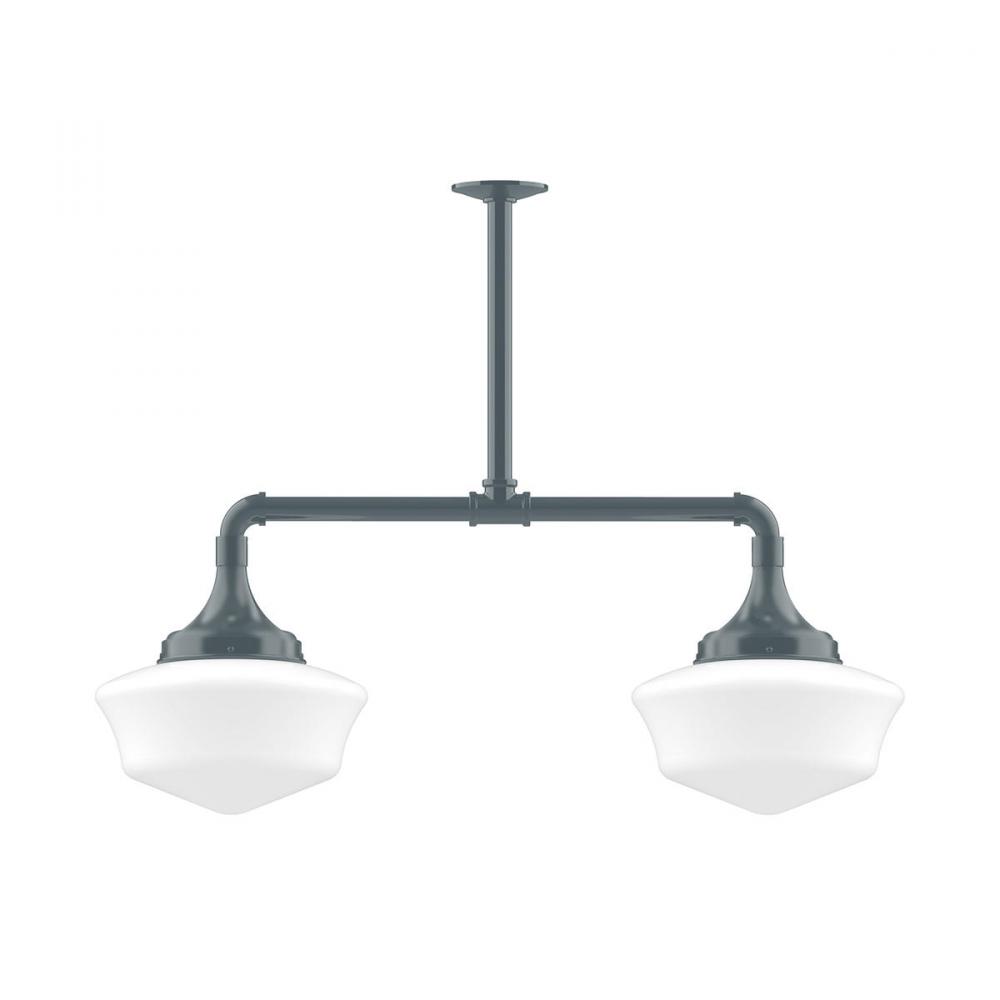 12" Schoolhouse glass, 2-light stem hung pendant, Slate Gray