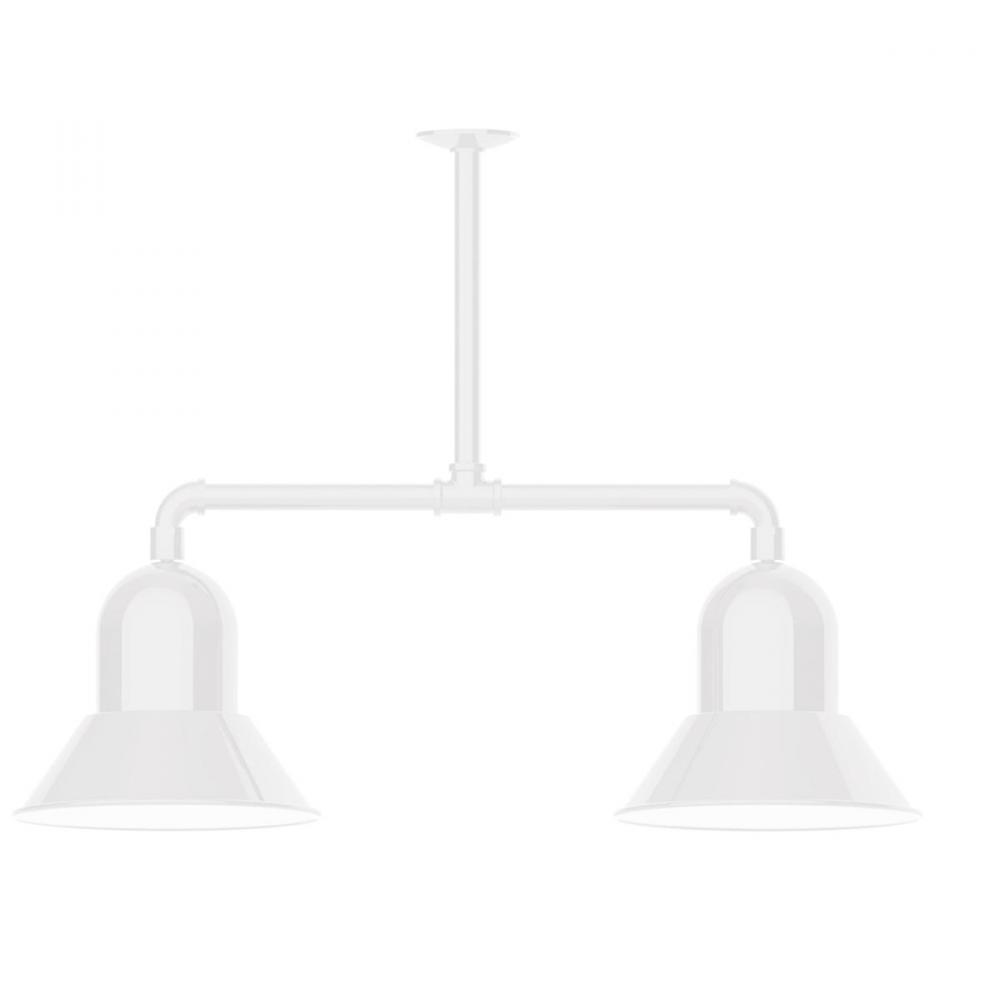 12" Prima, 2-light stem hung pendant, White