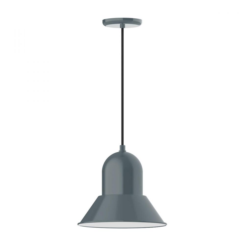 12" Prima shade, pendant with neutral argyle fabric cord and canopy, Slate Gray
