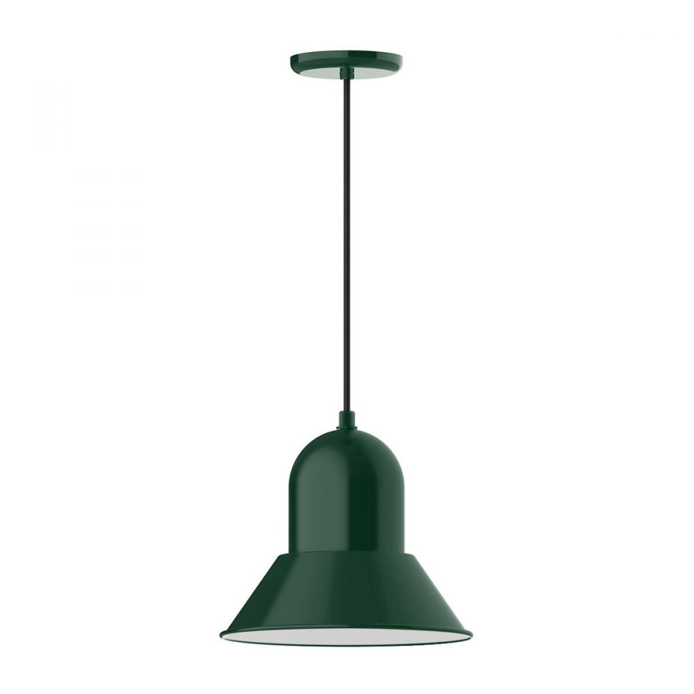12" Prima shade, pendant with ivory fabric cord and canopy, Forest Green