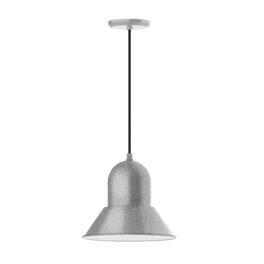 12" Prima shade, pendant with neutral argyle fabric cord and canopy, Painted Galvanized