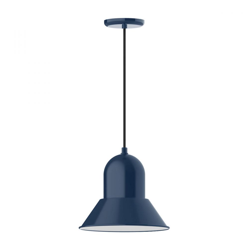 12" Prima shade, pendant with neutral argyle fabric cord and canopy, Navy