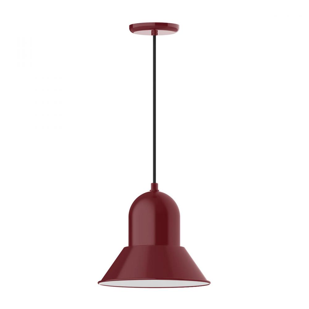12" Prima shade, pendant with ivory fabric cord and canopy, Barn Red