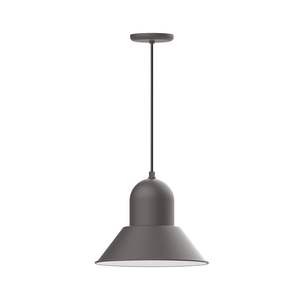 14" Prima shade, pendant with black cord and canopy, Bronze Matte