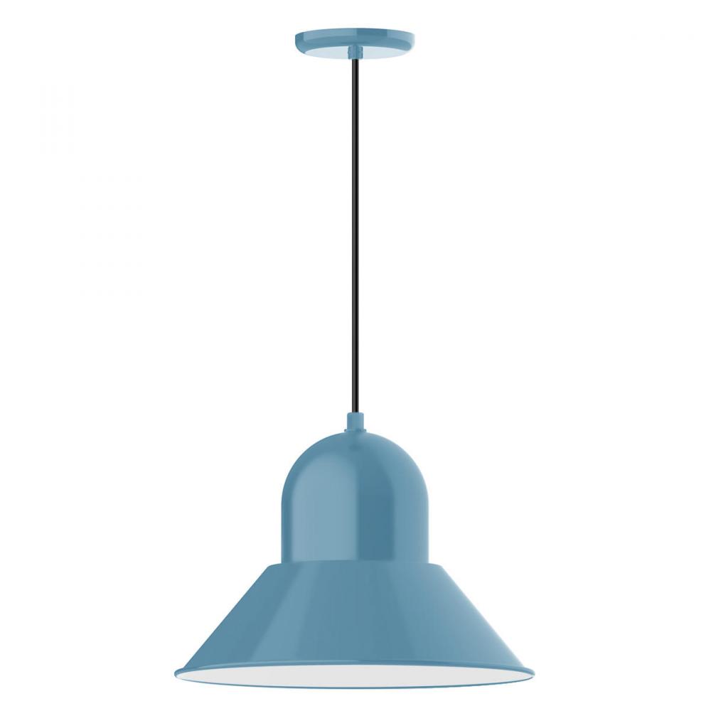 16" Prima shade, pendant with white cord and canopy, Light Blue