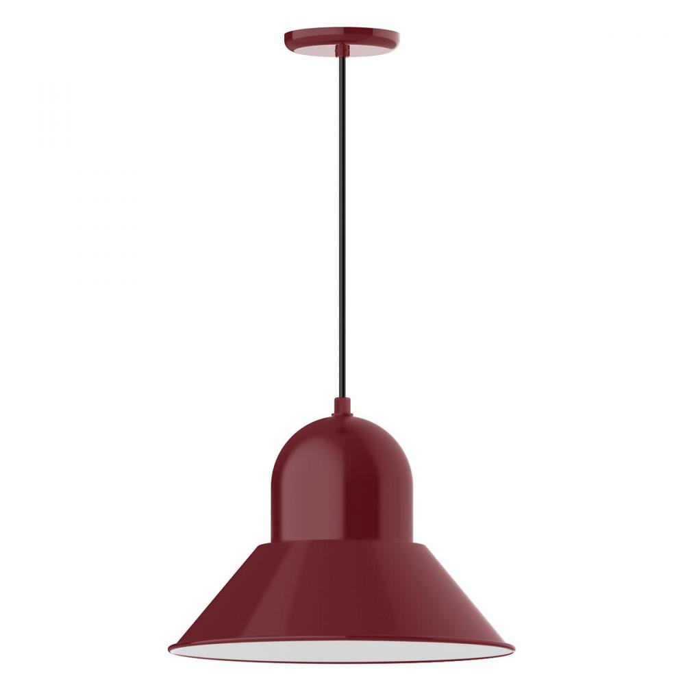 16" Prima shade, pendant with white cord and canopy, Barn Red
