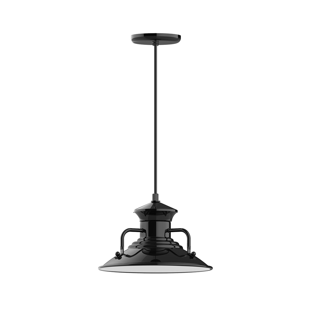 12" Homestead shade, pendant with white cord and canopy, Vermillion