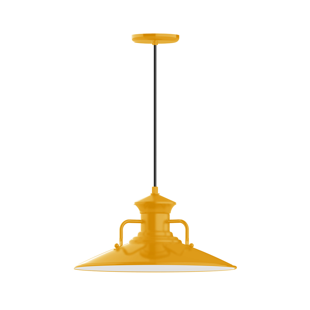 18" Homestead shade, pendant with white cord and canopy, Bright Yellow