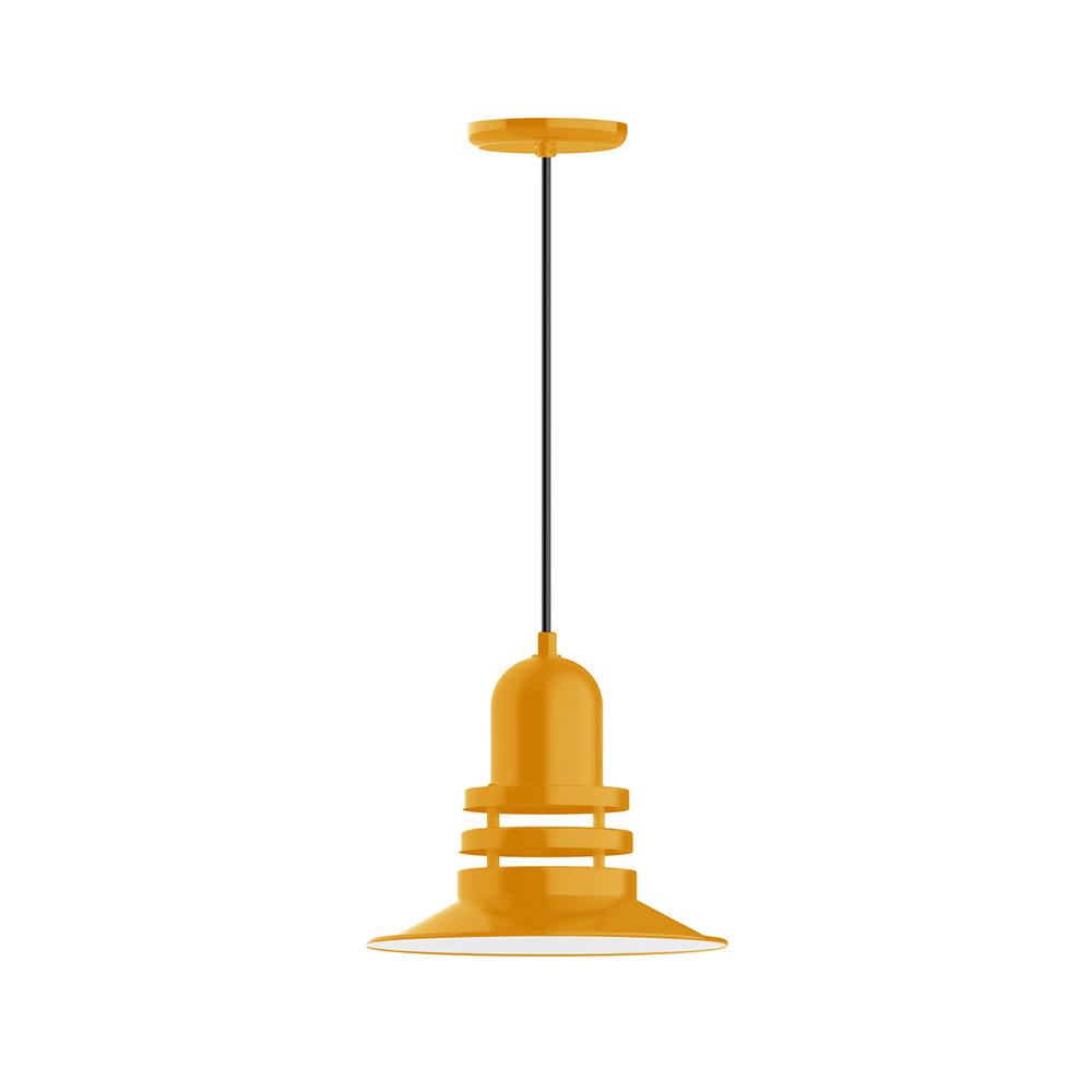 12" Atomic shade, pendant with white cord and canopy, Bright Yellow
