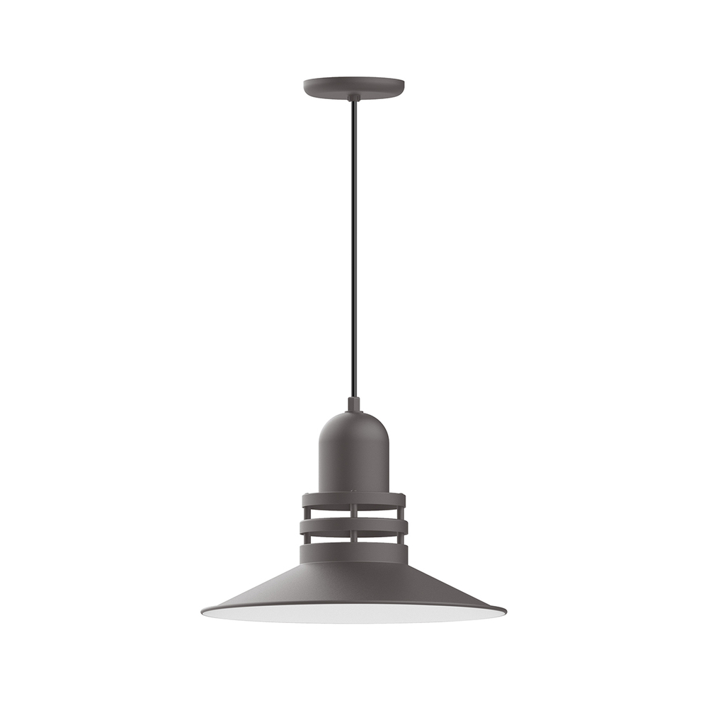 16" Atomic shade, pendant with white cord and canopy, Bronze Matte