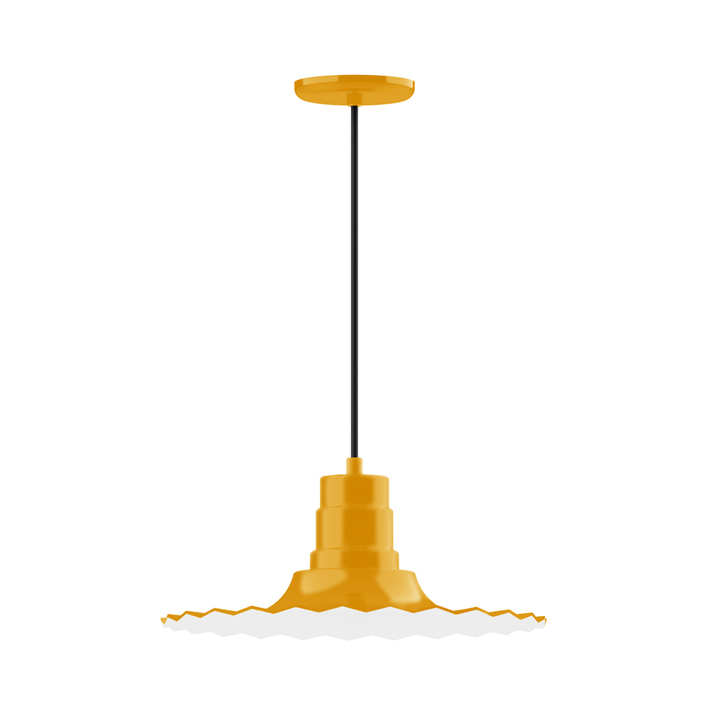 16" Radial shade, pendant with white cord and canopy, Bright Yellow