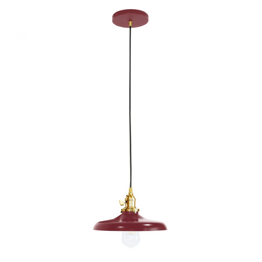 Uno 10" Pendant,  Barn Red with Brushed Brass hardware