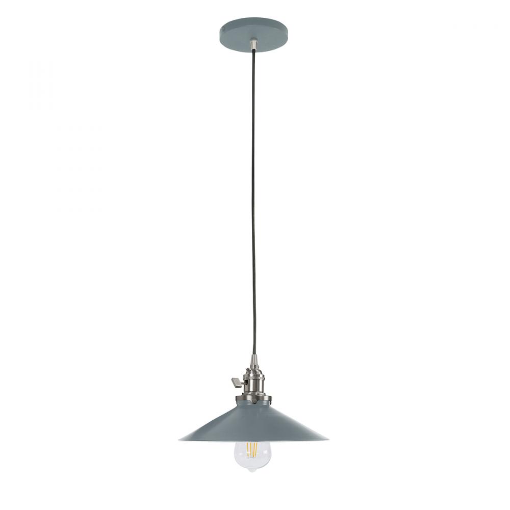 10" Uno Pendant, white cord with canopy, Slate Gray with Brushed Nickel Hardware