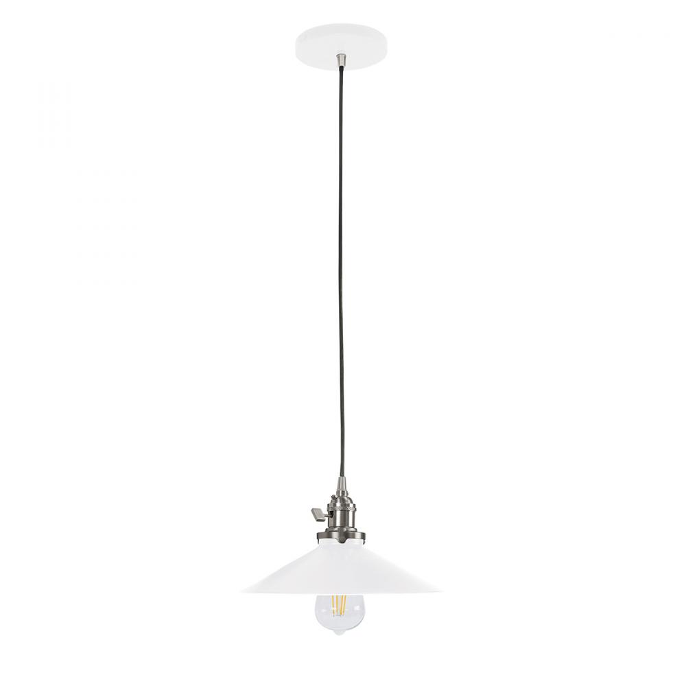 Uno 10" Pendant,  White with Brushed Nickel hardware