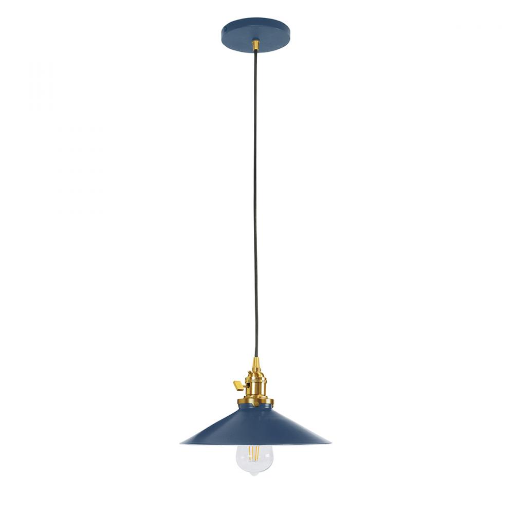 Uno 10" Pendant,  Navy with Brushed Brass hardware