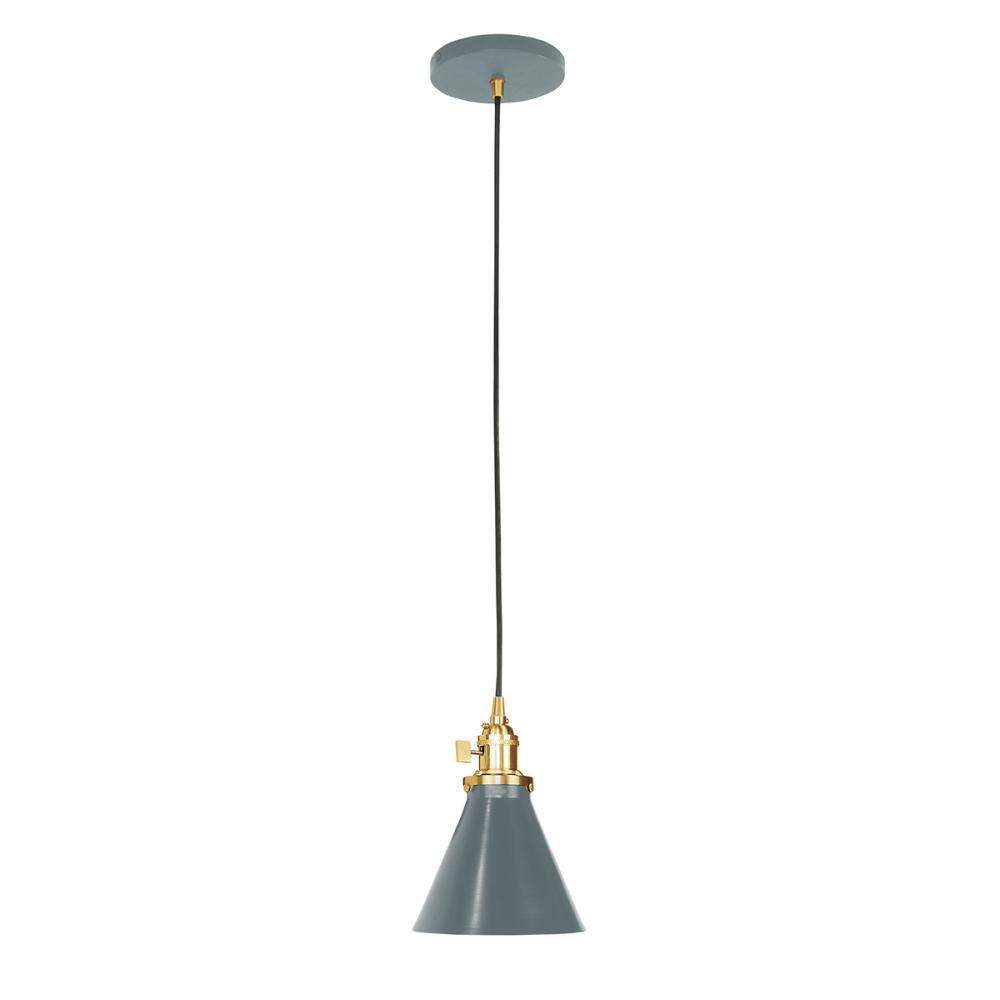 Uno 6" Pendant,  Slate Gray with Brushed Brass hardware