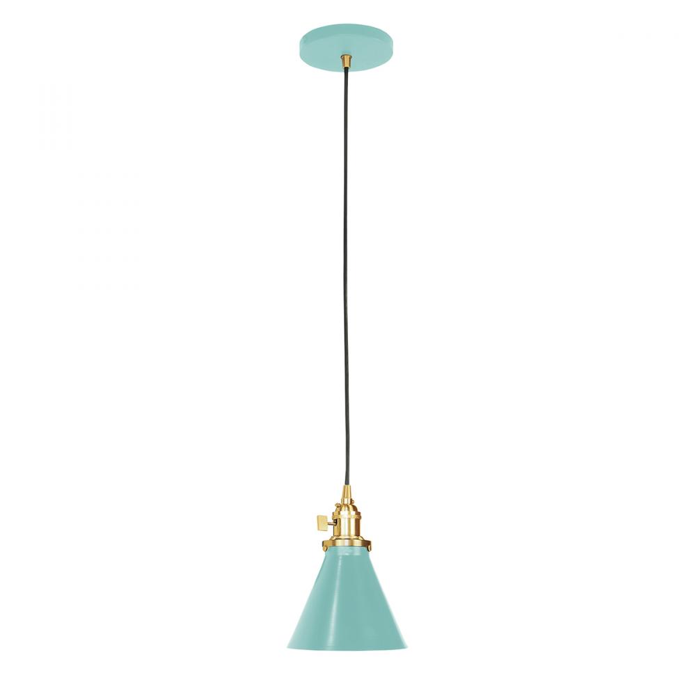 Uno 6" Pendant,  Sea Green with Brushed Brass hardware