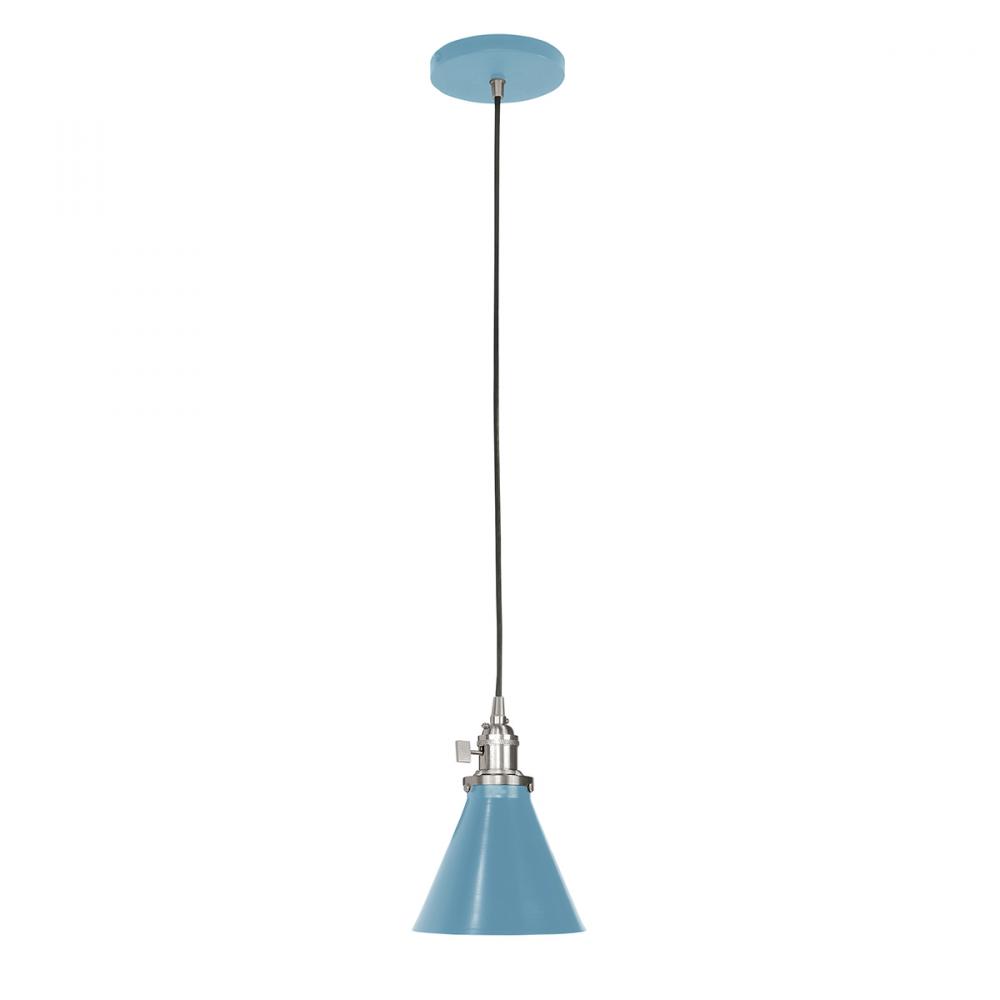 Uno 6" Pendant,  Light Blue with Brushed Nickel hardware