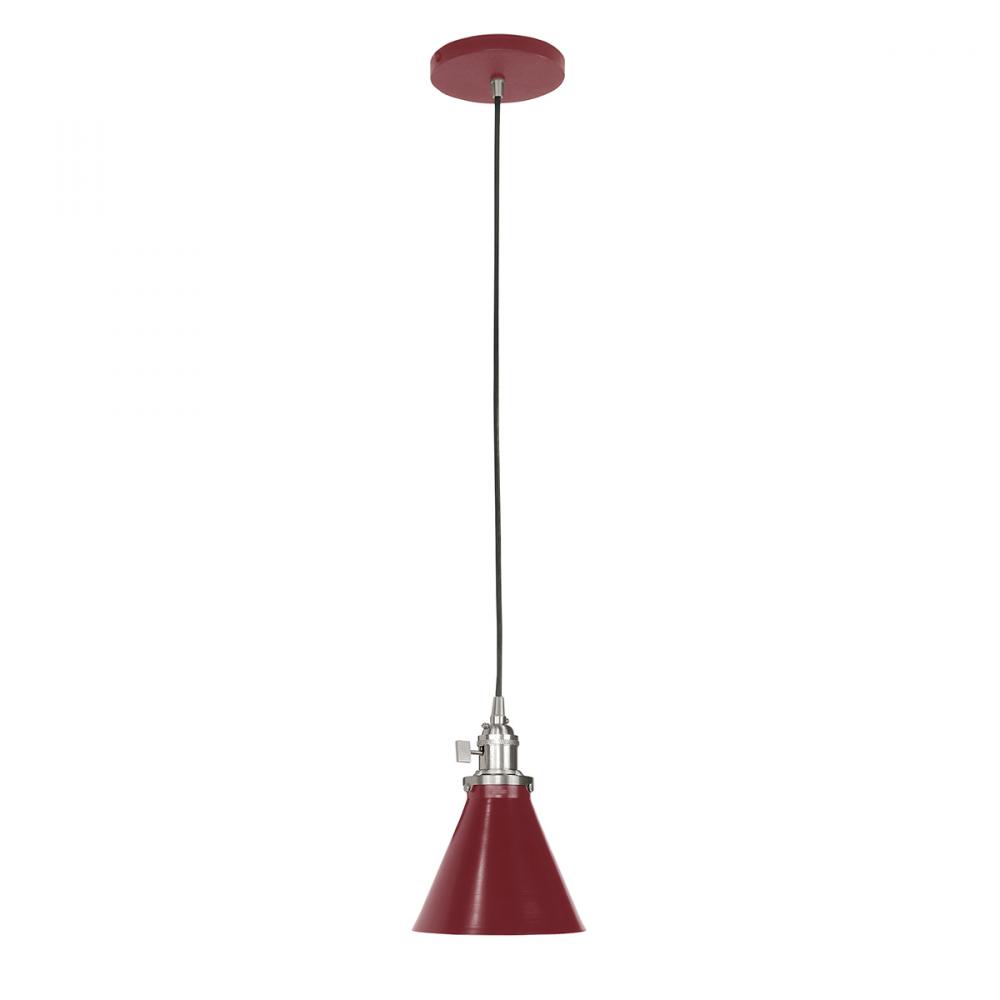 Uno 6" Pendant,  Barn Red with Brushed Nickel hardware