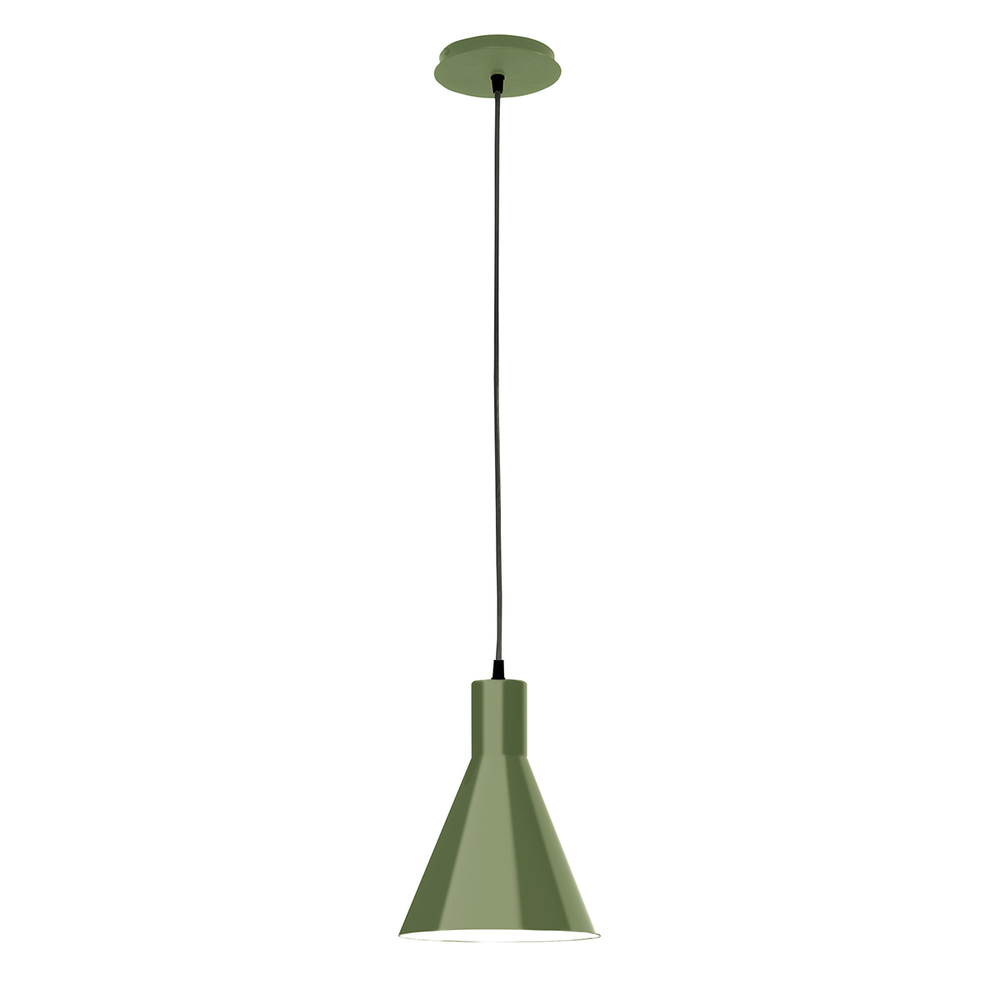 8" Jerome shade, white cord with canopy, Fern Green