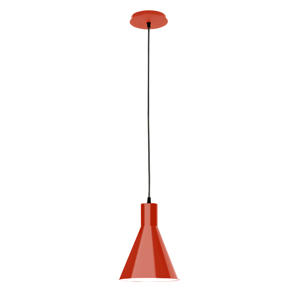 8" Jerome shade, black cord with canopy, Vermillion