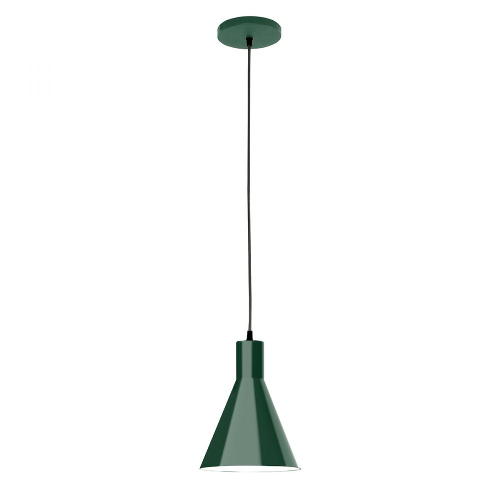 8" Jerome shade, black cord with canopy, Forest Green