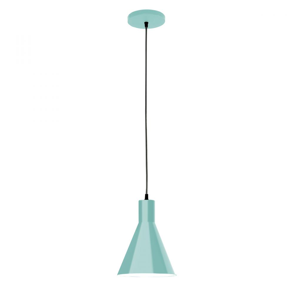 8" Jerome shade, black cord with canopy, Sea Green