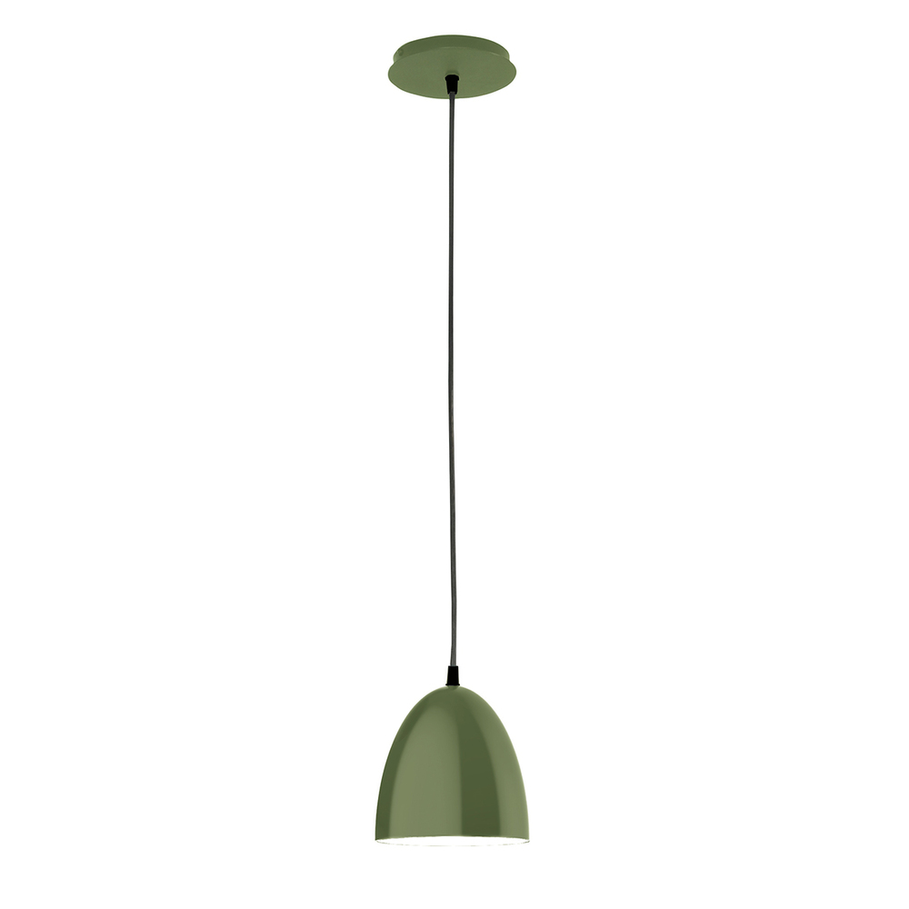 6" Jill shade, white cord with canopy, Fern Green
