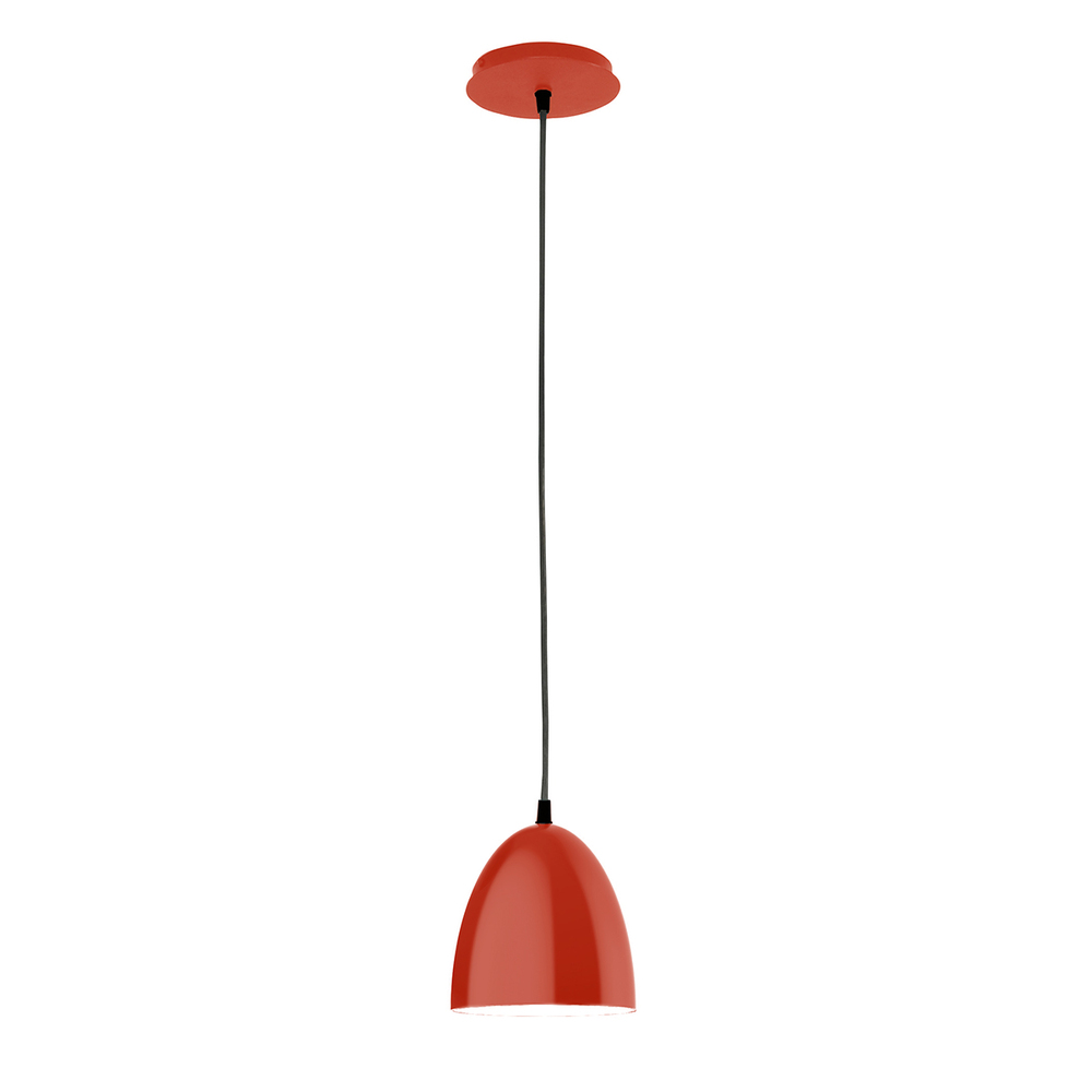 6" Jill shade, black cord with canopy, Vermillion