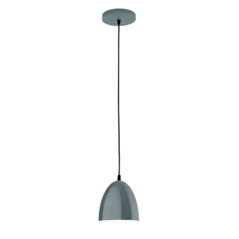6" Jill shade, polished copper fabric cord with canopy, Slate Gray