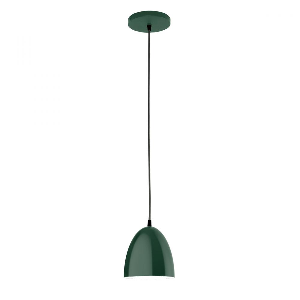 6" Jill shade, black cord with canopy, Forest Green