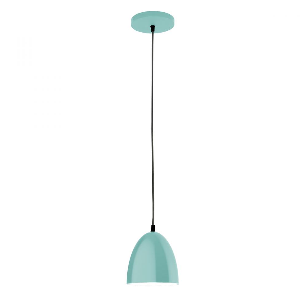 6" Jill shade, black cord with canopy, Sea Green
