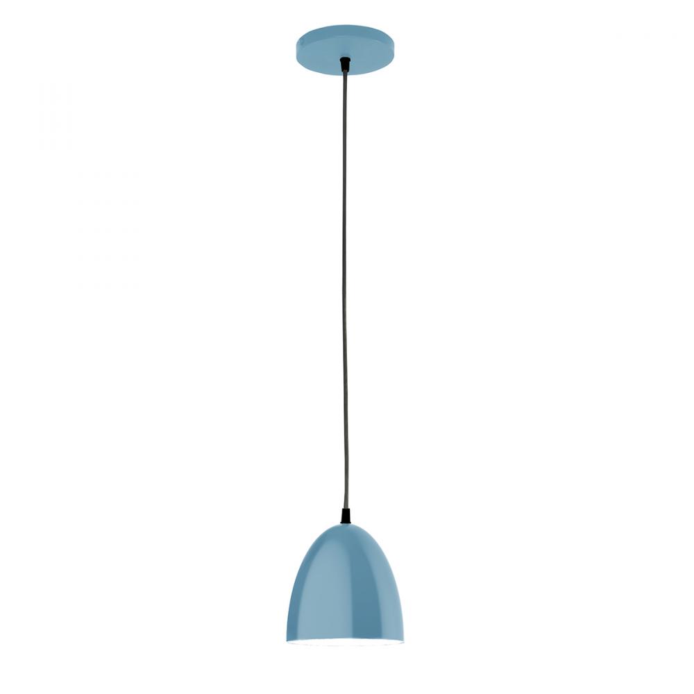 6" Jill shade, black cord with canopy, Light Blue