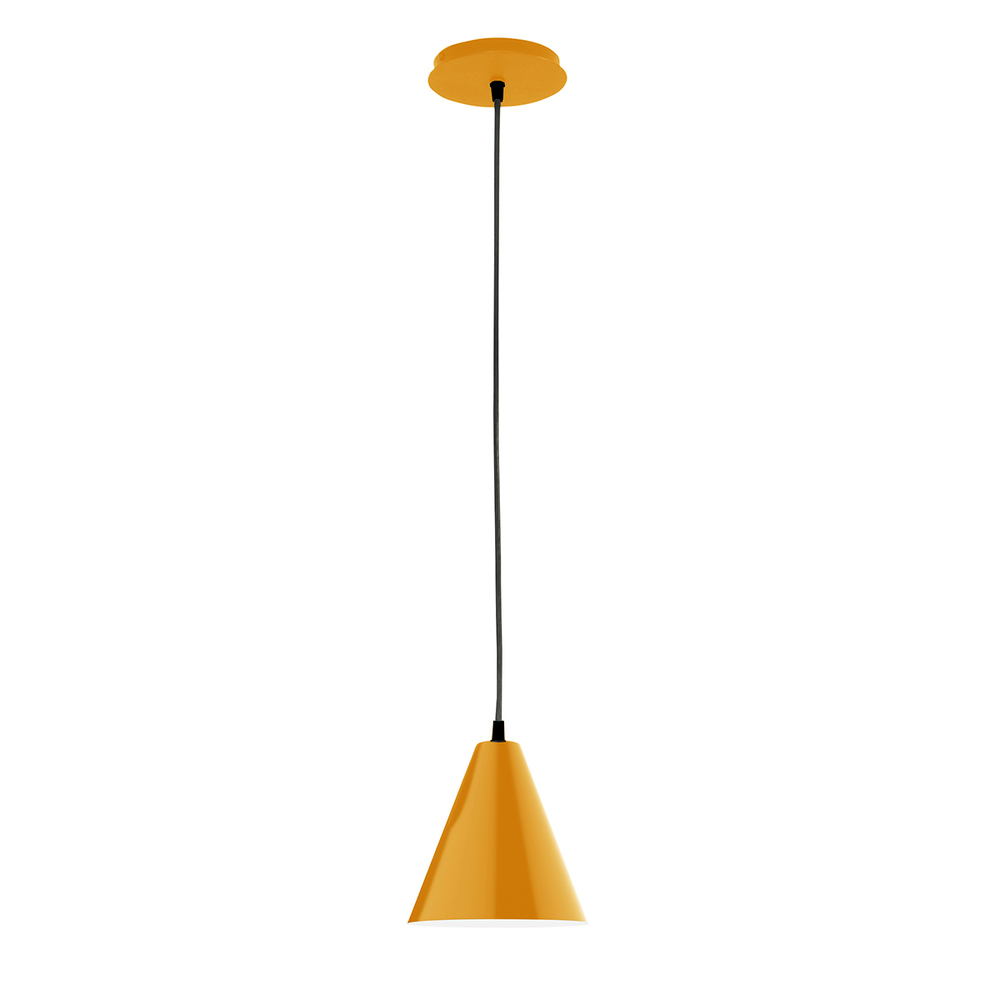 8" Jynx shade, black cord with canopy, Bright Yellow