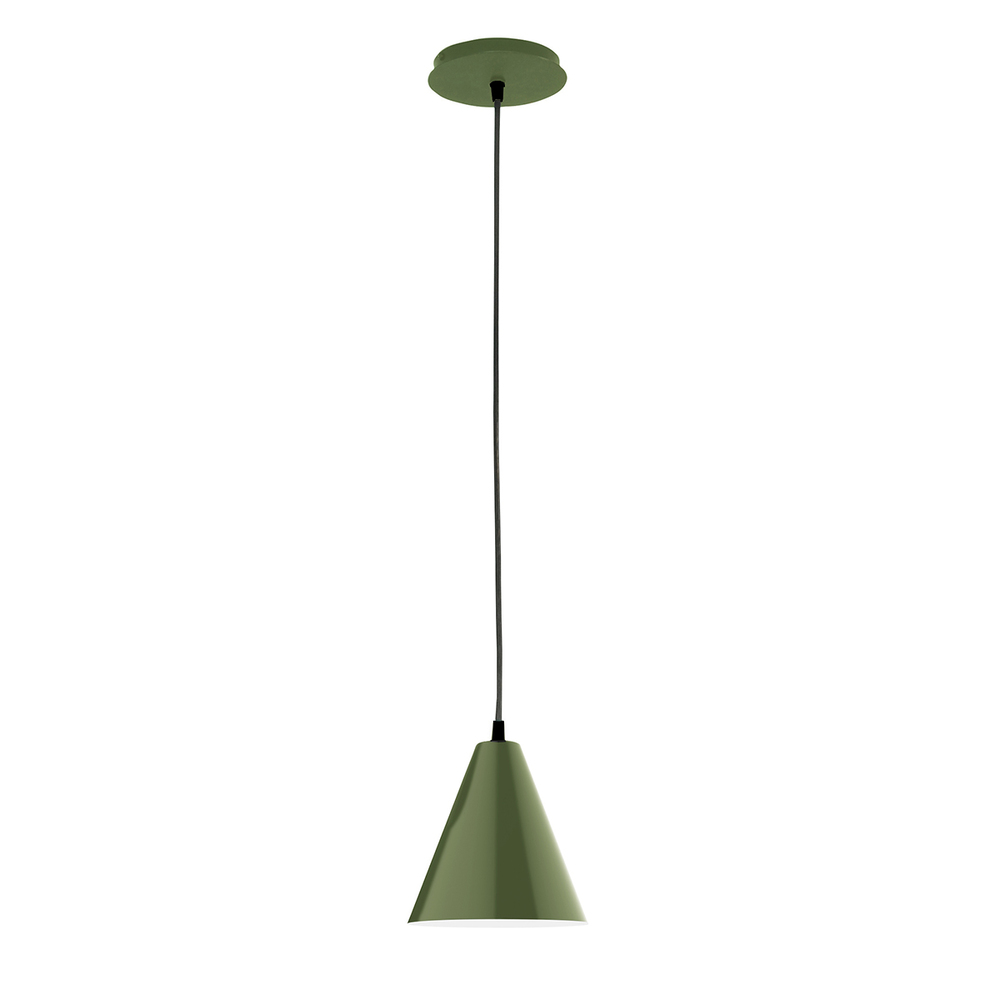 8" Jynx shade, black cord with canopy, Fern Green