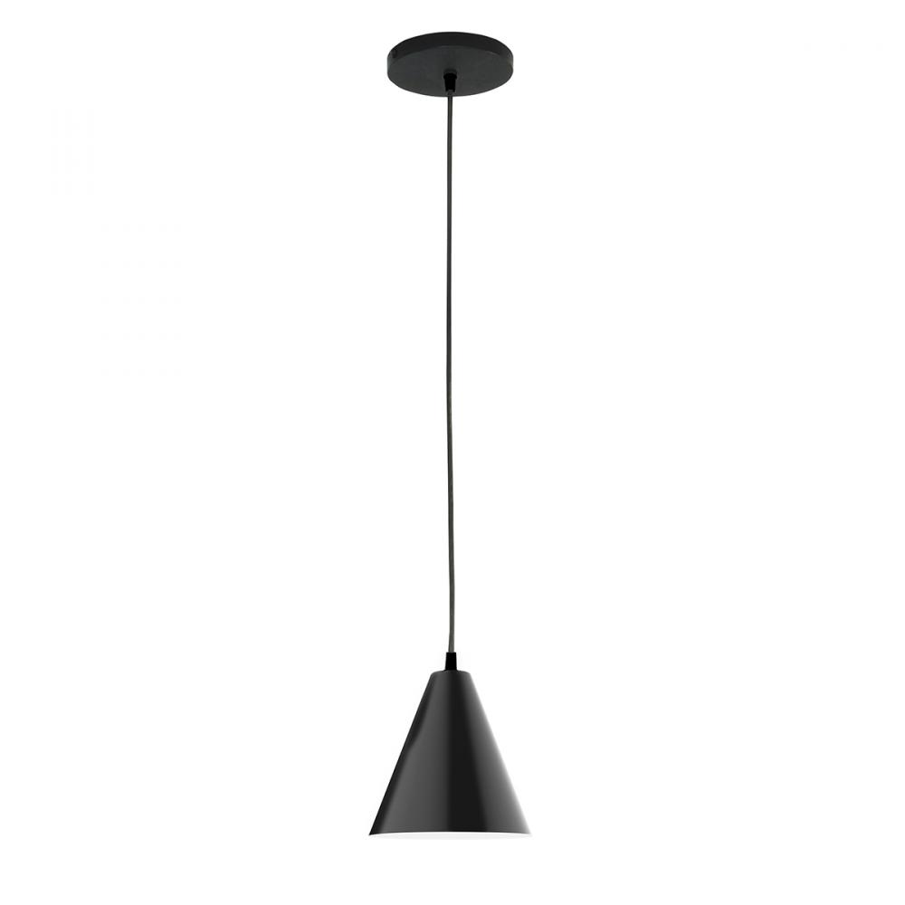 8" Jynx shade, white cord with canopy, Black